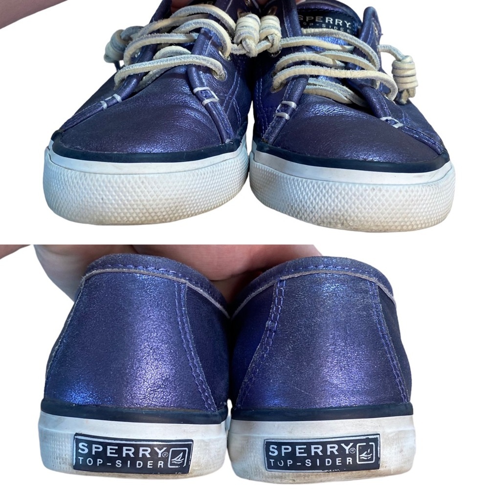 Sperry Metallic Navy Blue Leather Sneaker - Picture 13 of 15
